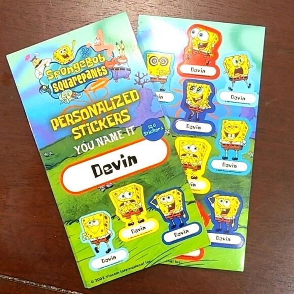 DEVIN-SpongeBob SquarePants Personalized Stickers - Picture 1 of 2